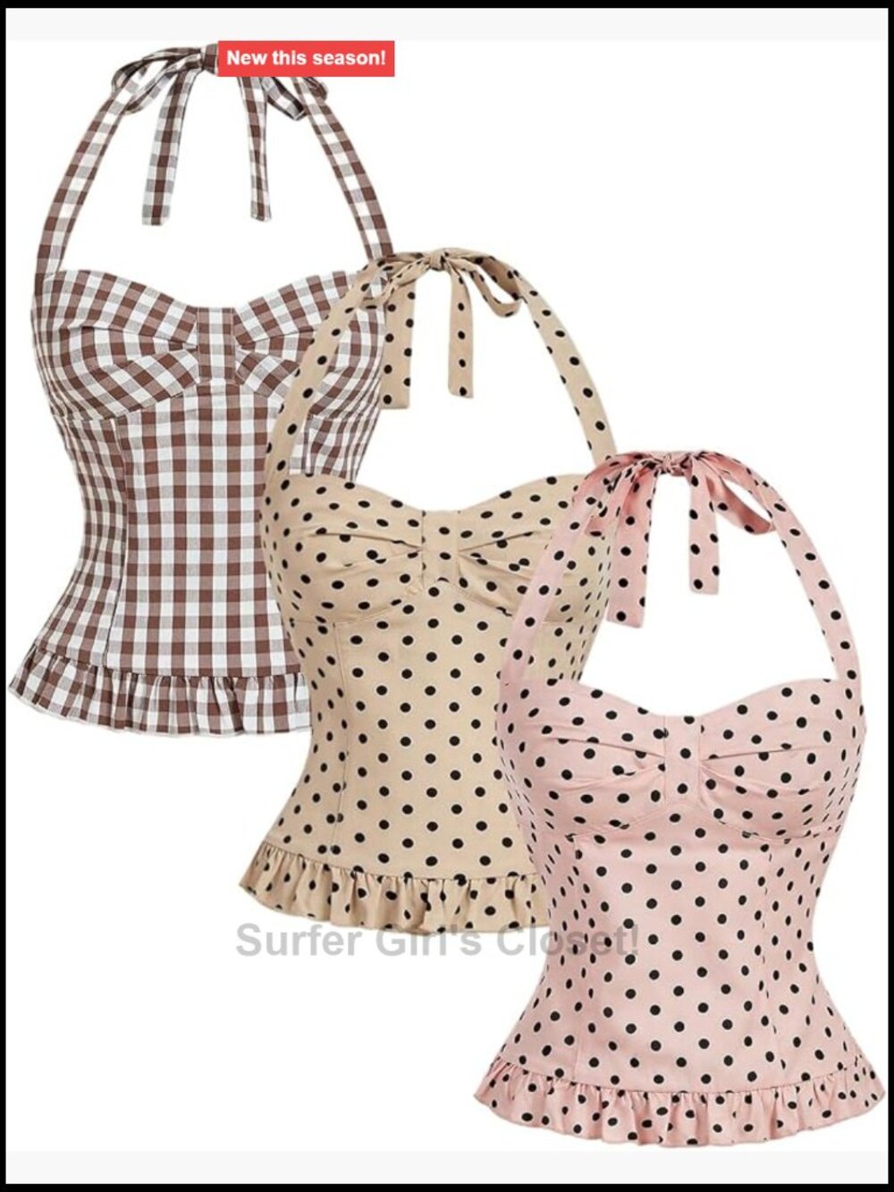 Women's 3-Piece Halter Tank Tops Ruched Sleeveless